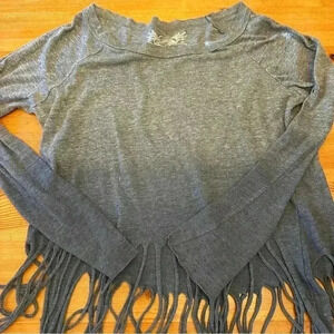 So Nikki All American clothing Co. Long sleeve fringe top girl ombré L(14)